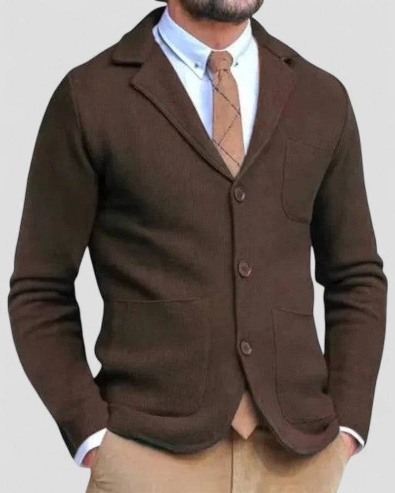 Slim Fit Crew Neck Knit Cardigan