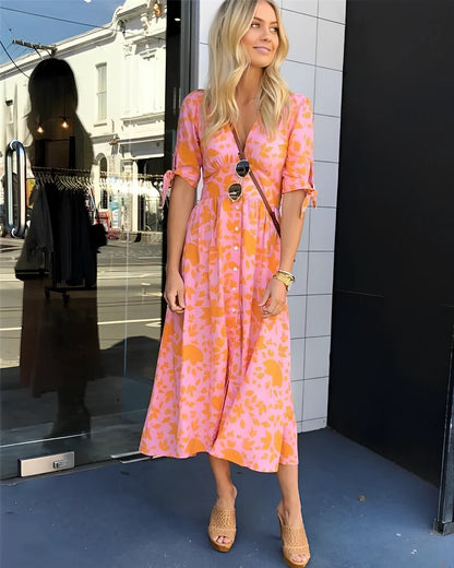Lyla Dress | Elegant Summer Orange Midi Dress
