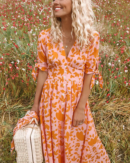 Lyla Dress | Elegant Summer Orange Midi Dress