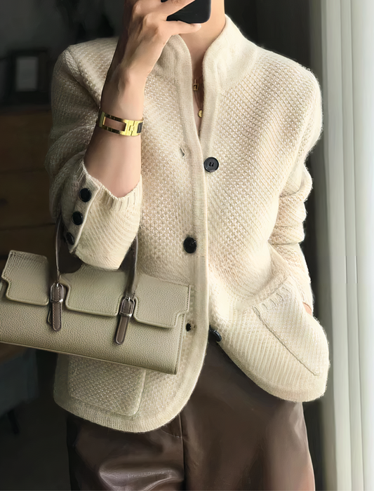 Soft Button Front Women's Cashmere Sweater - OutfitLondon