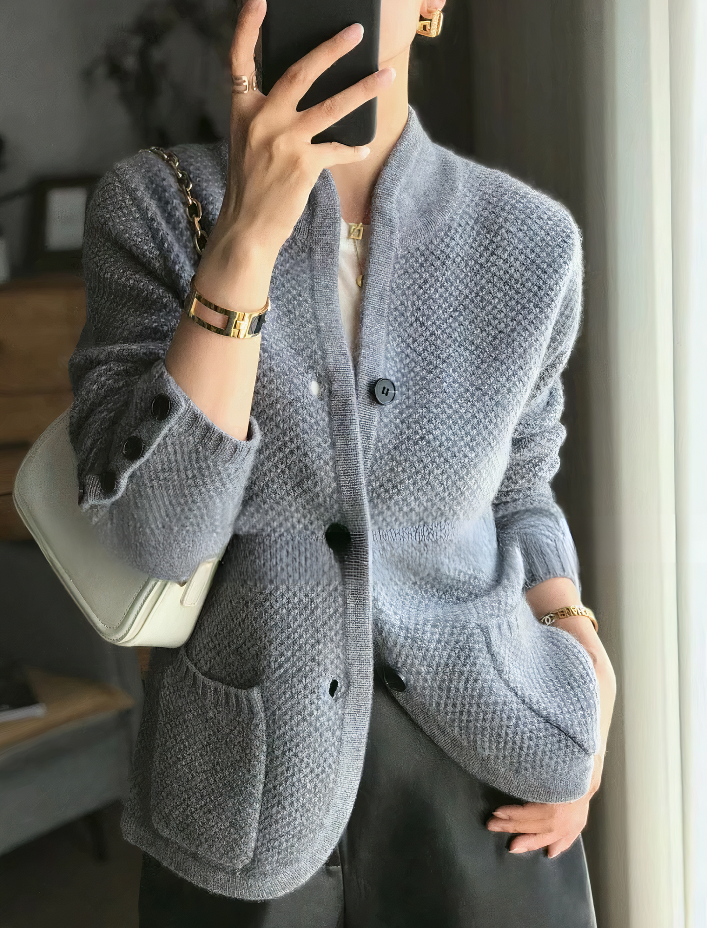 Soft Button Front Women's Cashmere Sweater