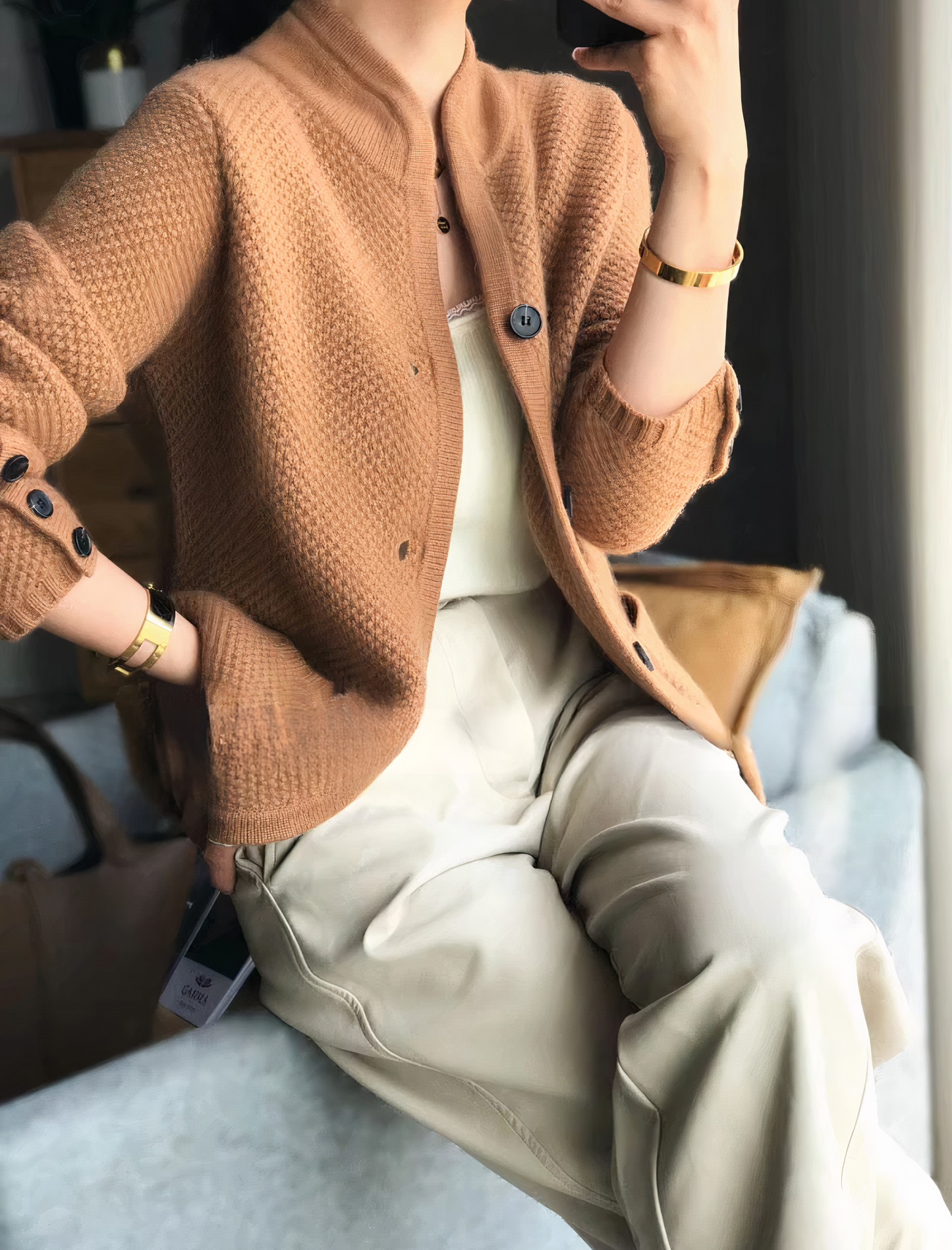 Soft Button Front Women's Cashmere Sweater
