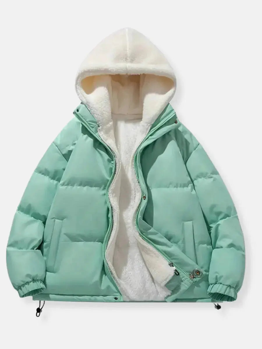 Arvyn Women's Quilted Hooded Winter Jacket Plush Lining