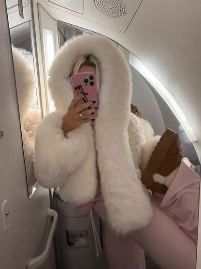 Lunara Women's Faux Fur Hooded Coat Oversized Winter