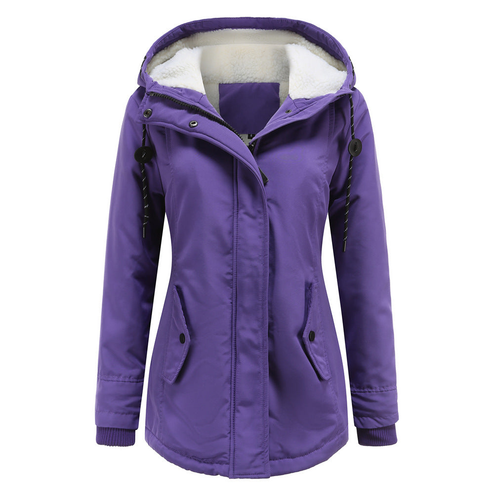 Soft Ladies Fleece Hooded Jacket Coat