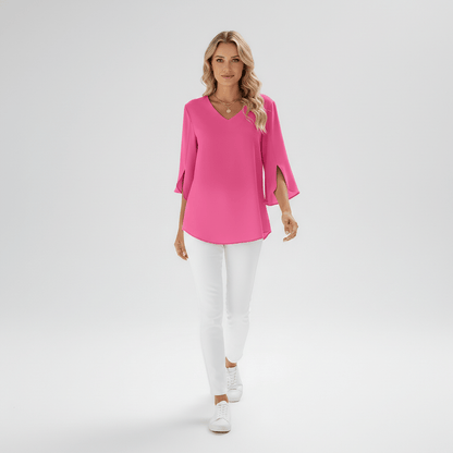 Women's V Neck Casual Short Sleeve Shirt