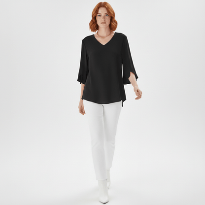 Women's V Neck Casual Short Sleeve Shirt