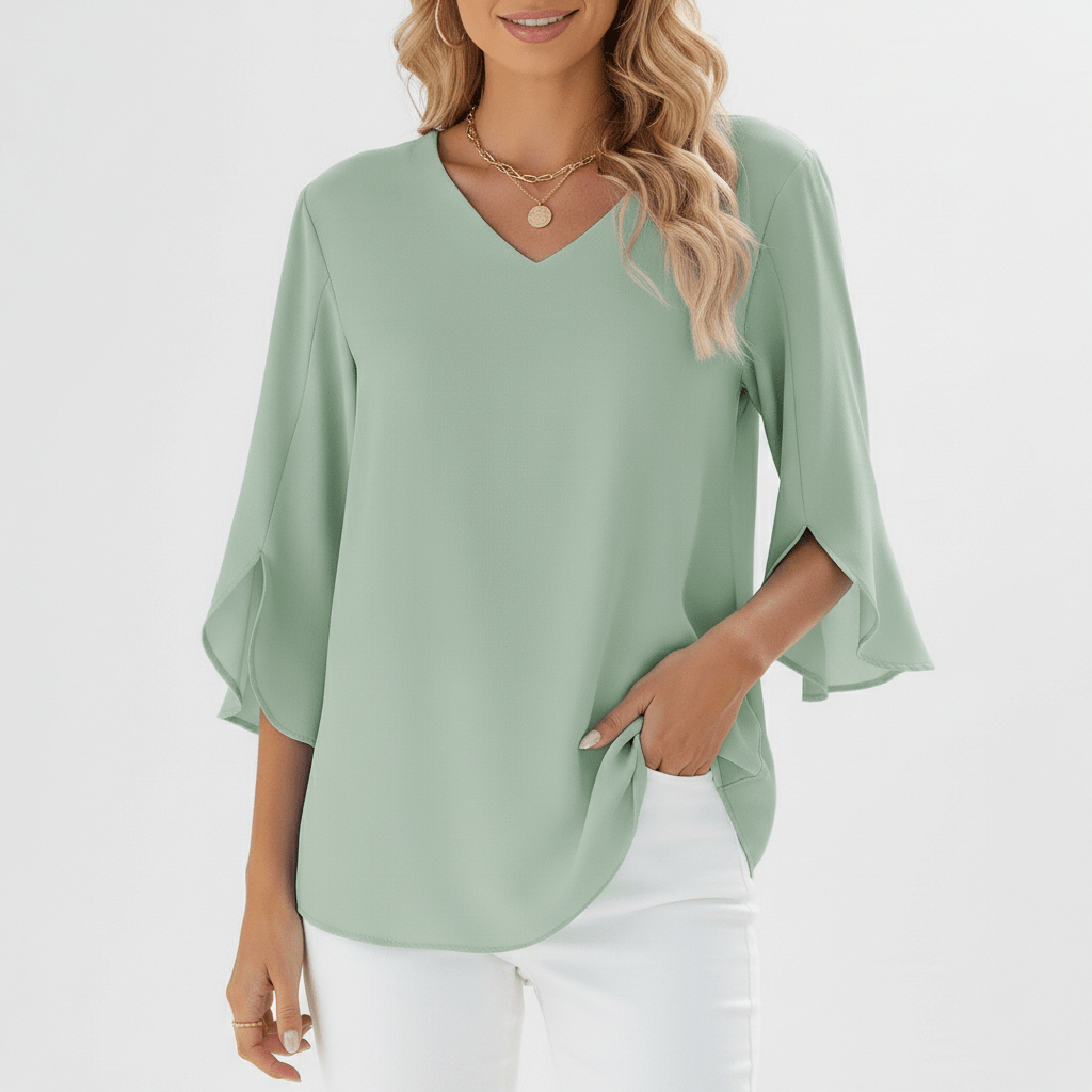 Women's V Neck Casual Short Sleeve Shirt