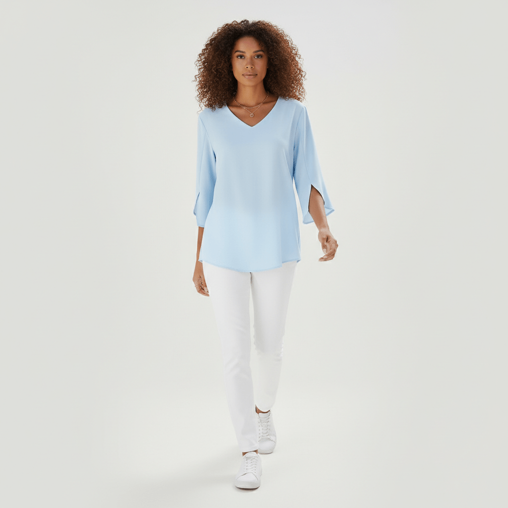 Women's V Neck Casual Short Sleeve Shirt