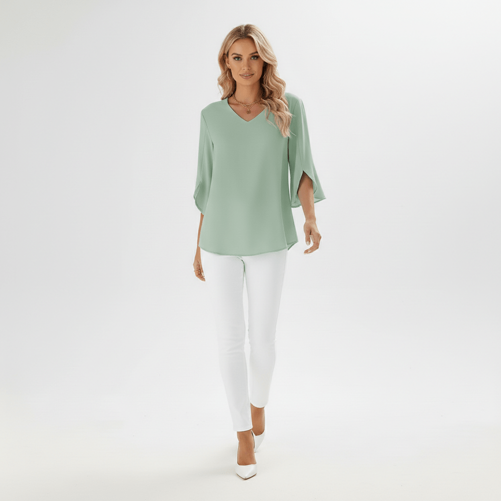 Women's V Neck Casual Short Sleeve Shirt