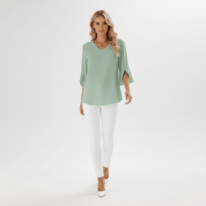 Women's V Neck Casual Short Sleeve Shirt