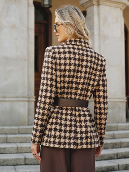 Women's Classic Checked Belted Jacket