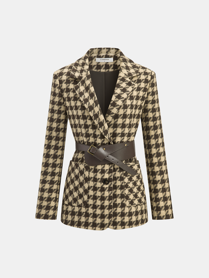 Women's Classic Checked Belted Jacket