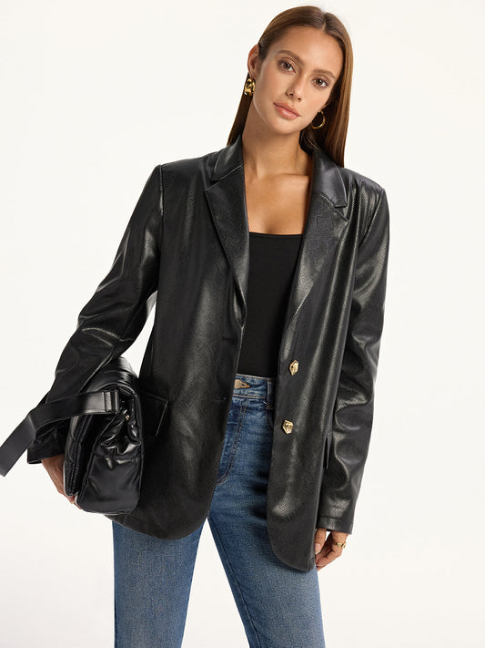 Glamorous Snake Print Faux Leather Jacket - OutfitLondon