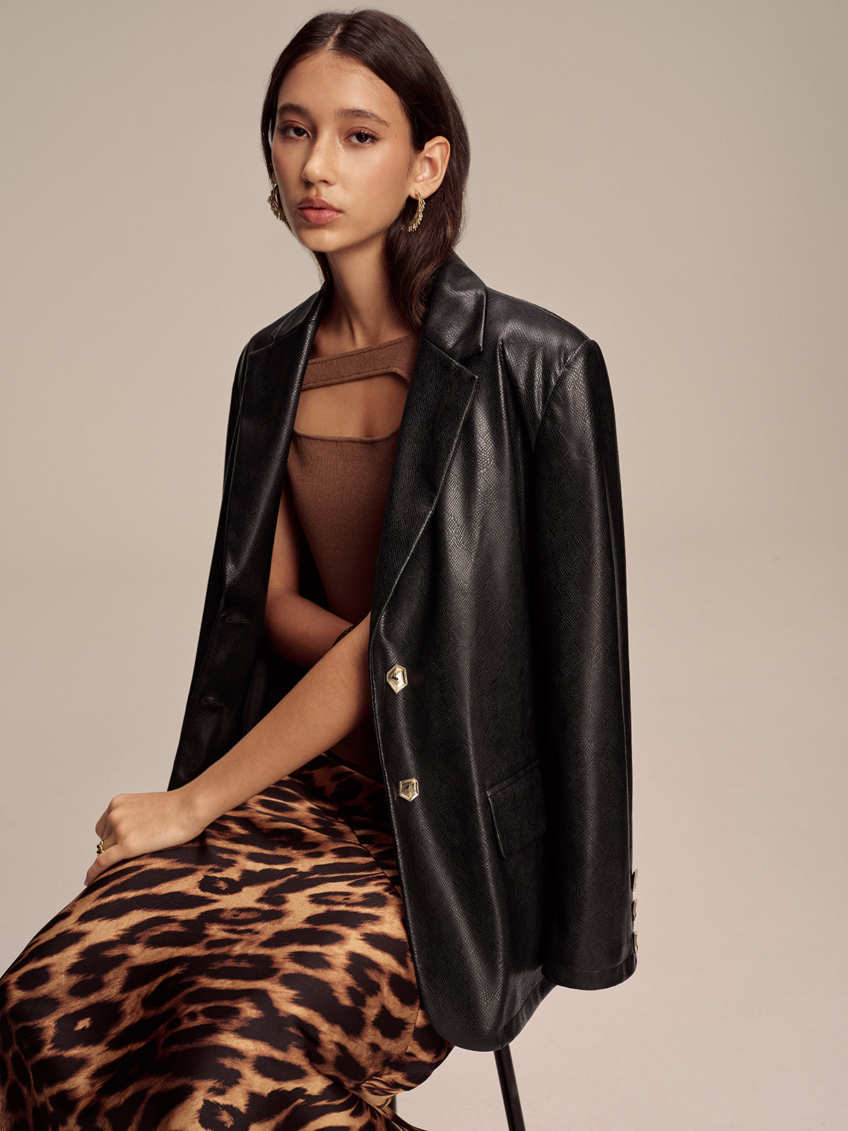 Glamorous Snake Print Faux Leather Jacket