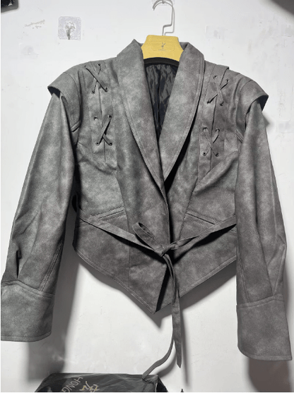 Ladies Warm Parka Jacket with Waist Tie