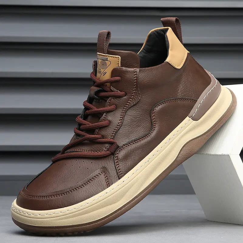 Classic Italian Leather Trainer Shoes - OutfitLondon
