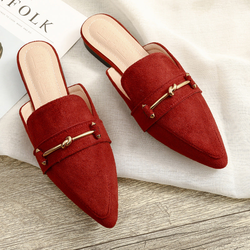 Elegant Pointed-Toe Decorative Mule Shoes - OutfitLondon
