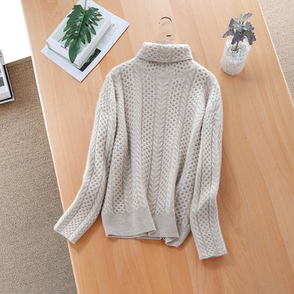 Cozy Oversized Cable Knit Turtleneck Sweater