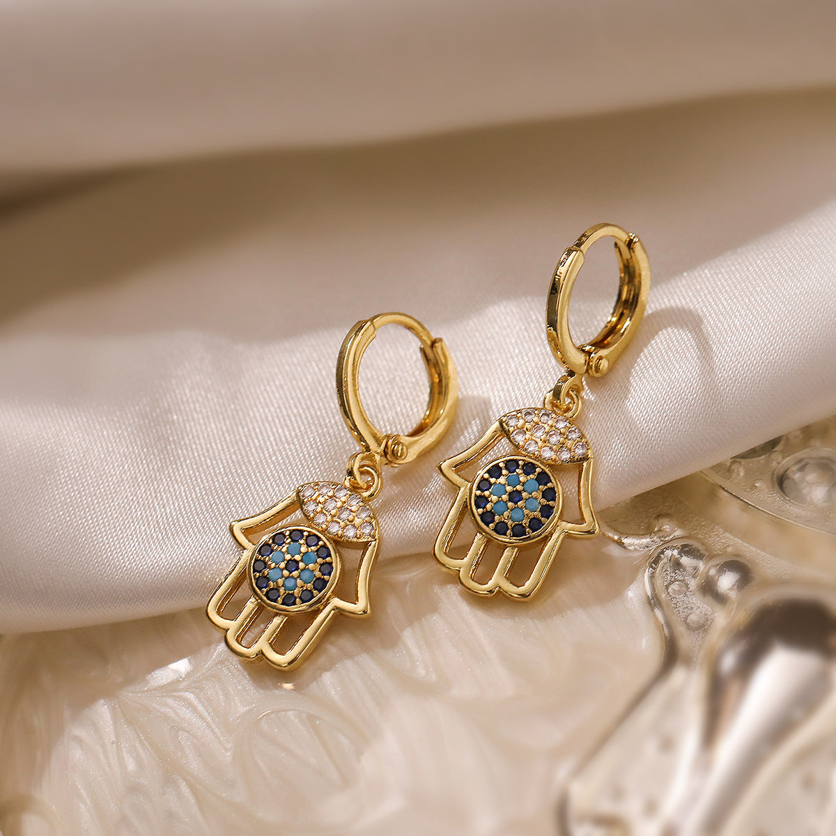 Protective Eye Hamsa Jewelry Set with Dangle Earrings - OutfitLondon