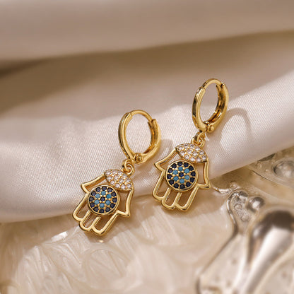 Protective Eye Hamsa Jewelry Set with Dangle Earrings - OutfitLondon