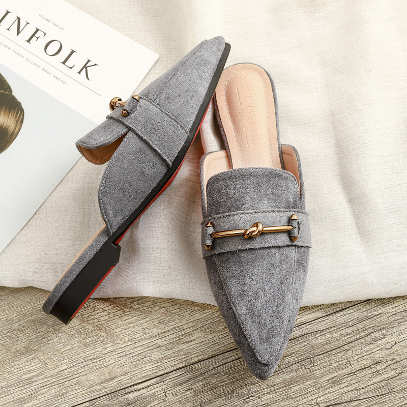 Elegant Pointed-Toe Decorative Mule Shoes