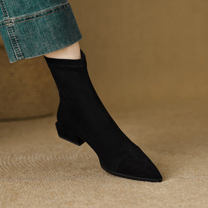 Slim Fit Ankle Boots | Pointed Toe Low Heel Boots