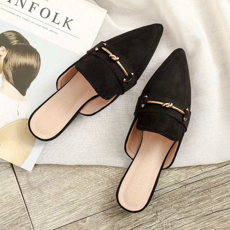Elegant Pointed-Toe Decorative Mule Shoes