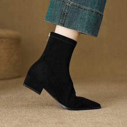 Slim Fit Ankle Boots | Pointed Toe Low Heel Boots