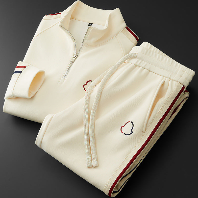 Comfortable Striped Mens Fleece Tracksuit Set