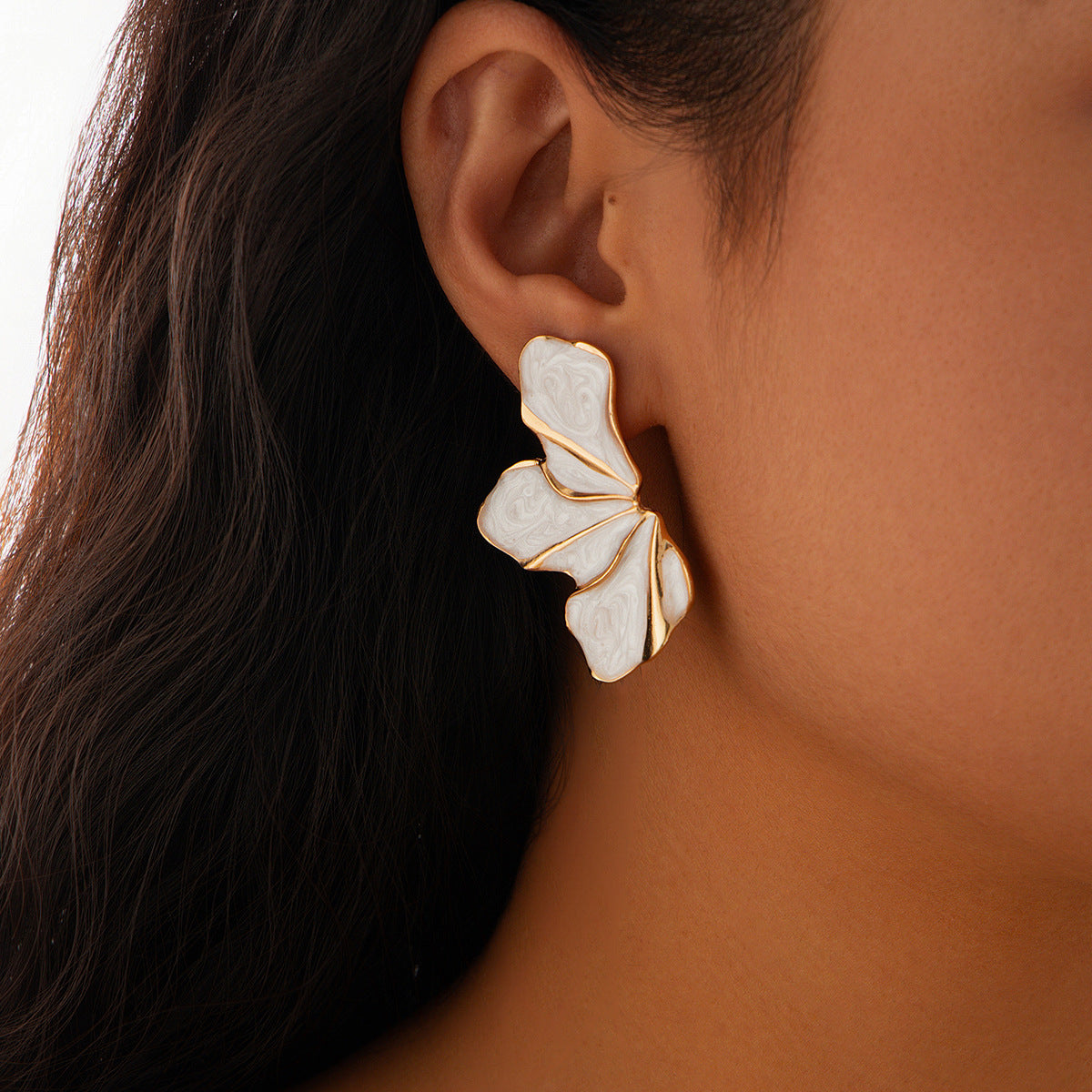 Beautiful Floral Drop Earrings with Gold Accents