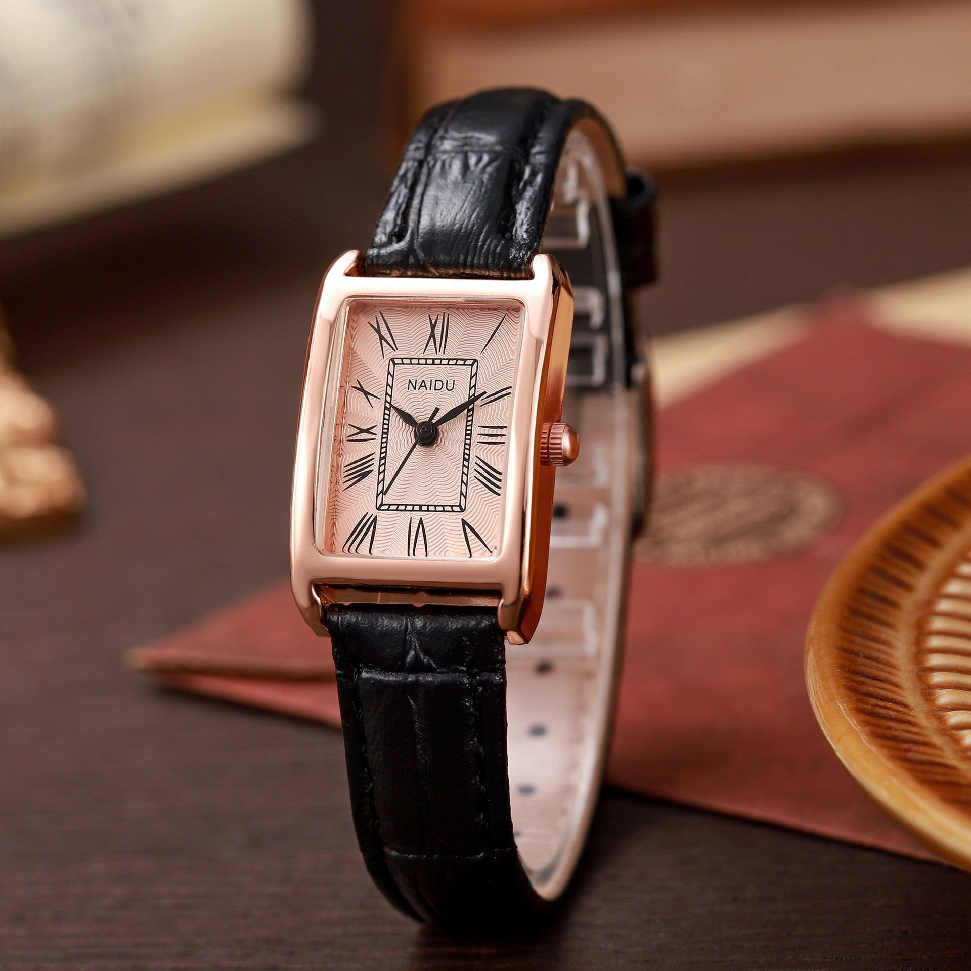 Leather Strap Roman Numeral Wristwatch - OutfitLondon