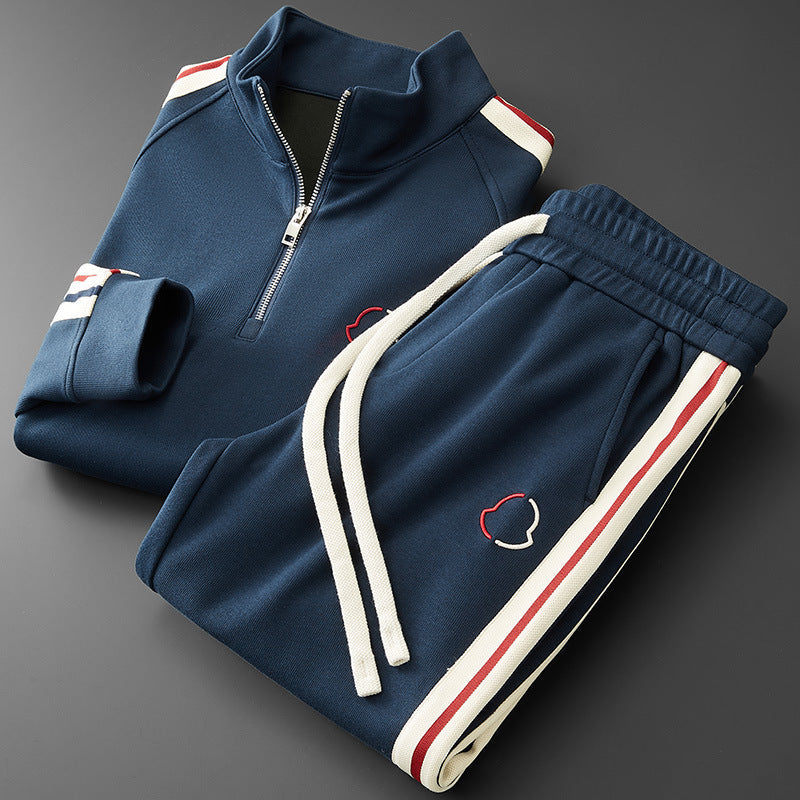 Comfortable Striped Mens Fleece Tracksuit Set - OutfitLondon