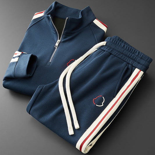 Comfortable Striped Mens Fleece Tracksuit Set - OutfitLondon