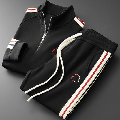 Comfortable Striped Mens Fleece Tracksuit Set