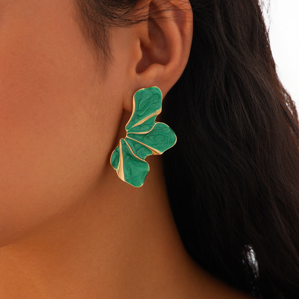 Beautiful Floral Drop Earrings with Gold Accents