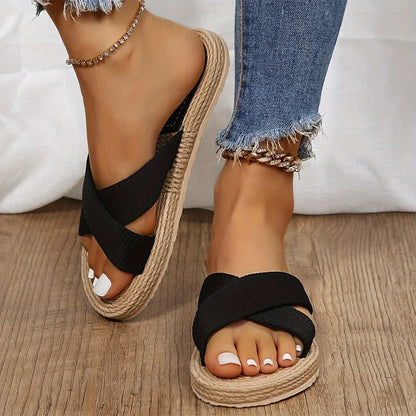 Comfortable Toe Cross Strap Beach Sandals