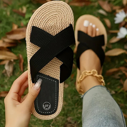 Comfortable Toe Cross Strap Beach Sandals