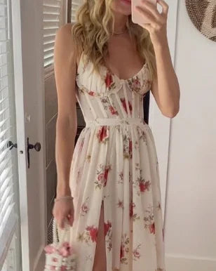 Elegant Ladies Floral Mid Length Dress