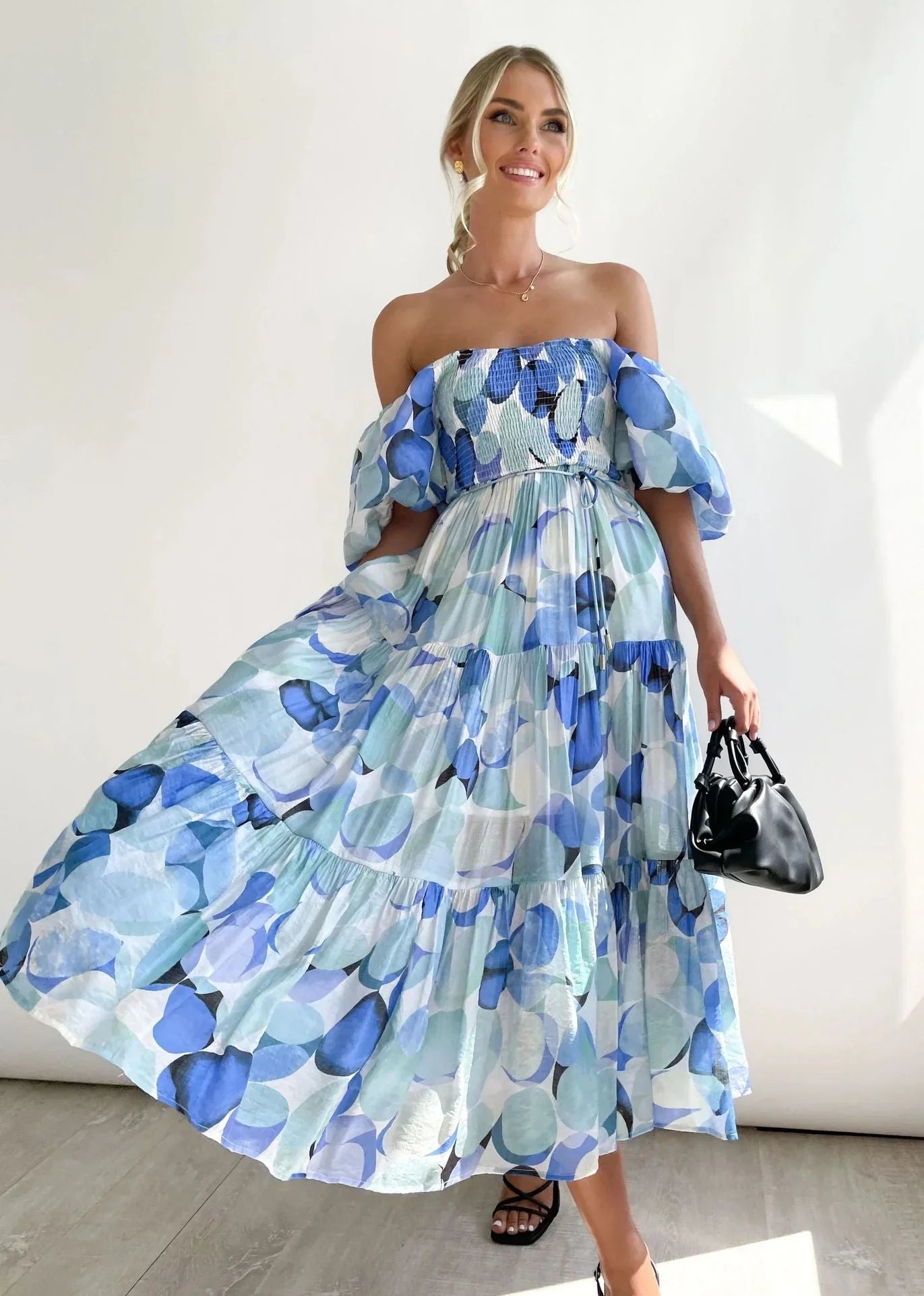 Maisy Dress | Off-Shoulder Flowy Midi Dress