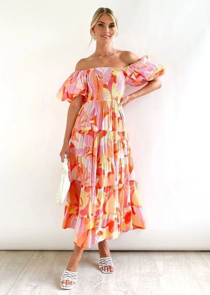 Maisy Dress | Off-Shoulder Flowy Midi Dress