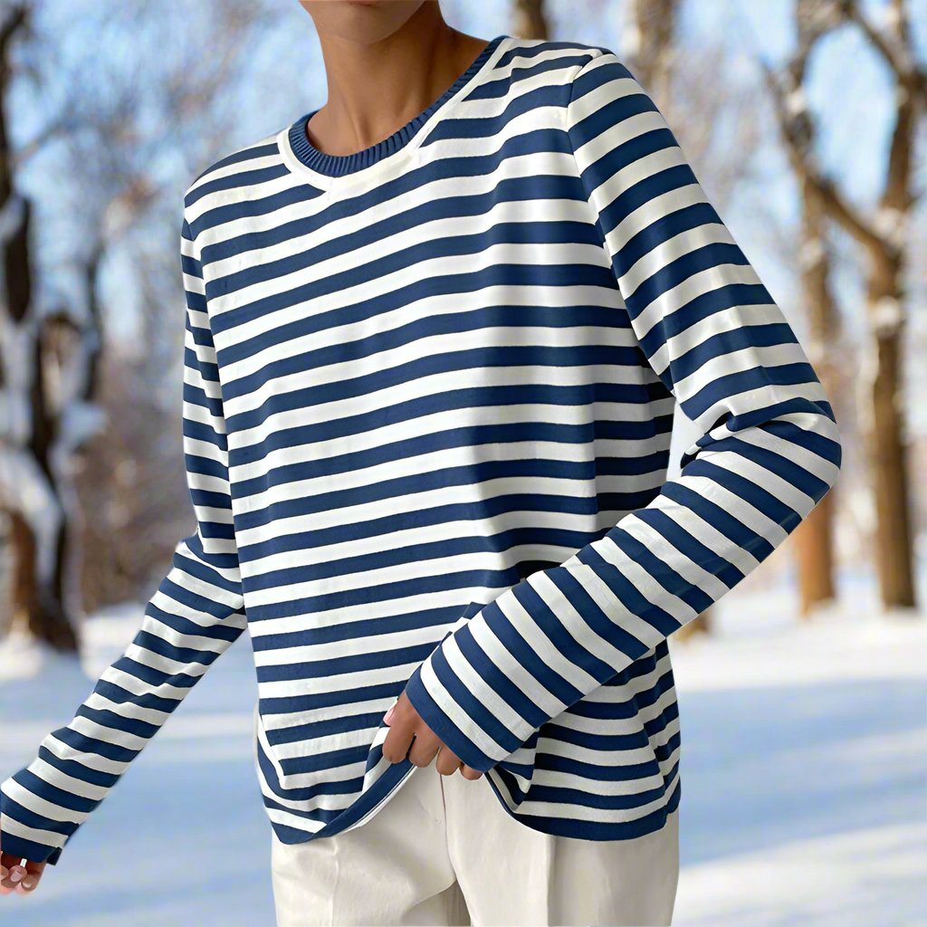 Timeless Vertical Striped Ladies T Shirt - OutfitLondon