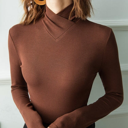 Fitted Crew Neck Turtleneck Sweater