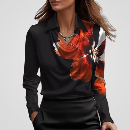 Women's Satin Blouse Draped Neck