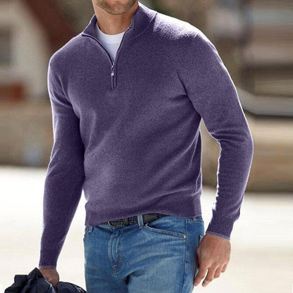 Casual Men's Zip Front V-Neck Sweater