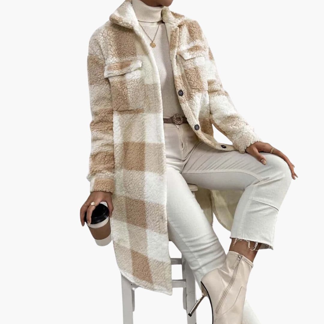 Cozy Plaid Fleece Ladies Winter Coat