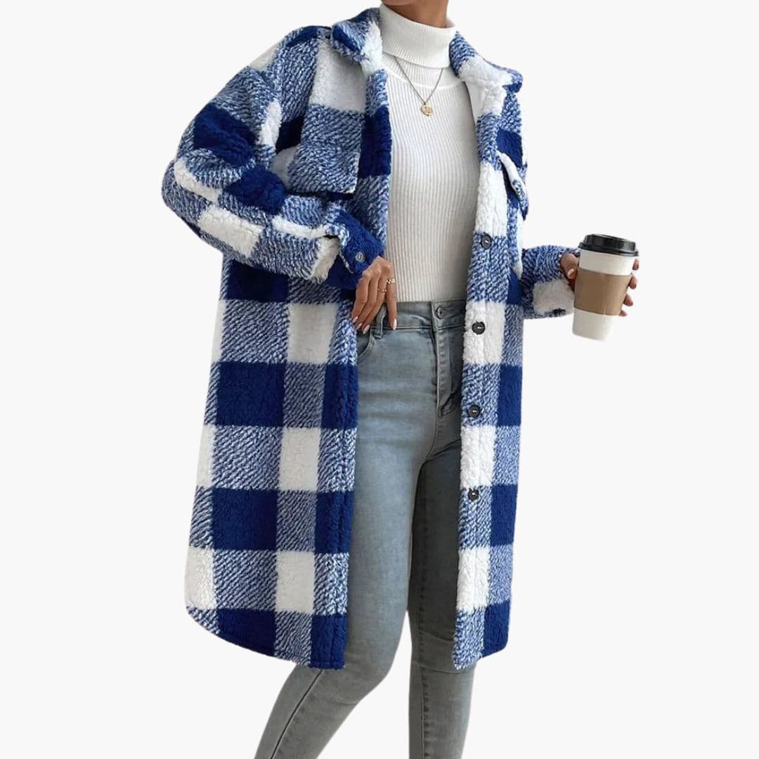 Cozy Plaid Fleece Ladies Winter Coat