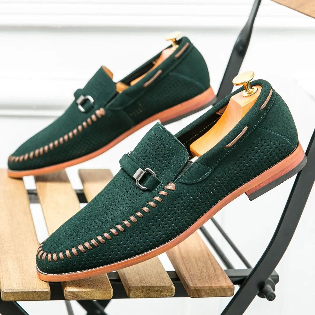 Men's Suede Loafers Handstitched Brown