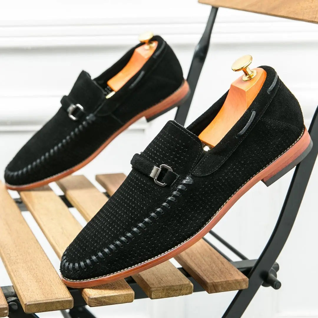 Men's Suede Loafers Handstitched Brown