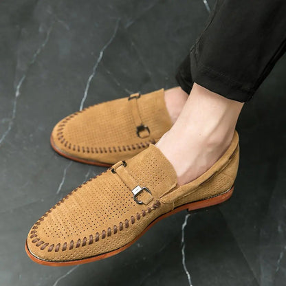 Men's Suede Loafers Handstitched Brown